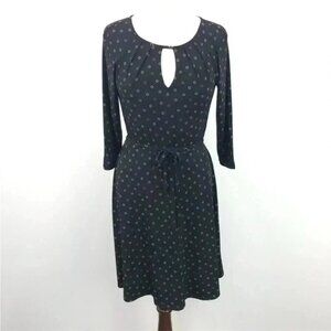 Ann Taylor black with white and tan circle print dress sz 4